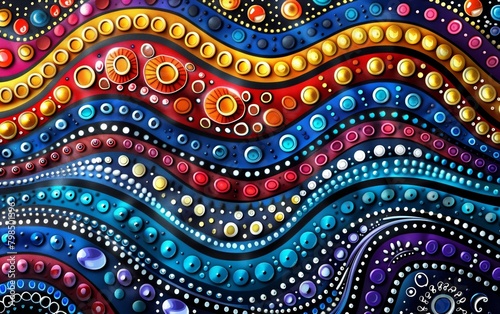 A painting created with AI software inspired by abstract Aboriginal art techniques.