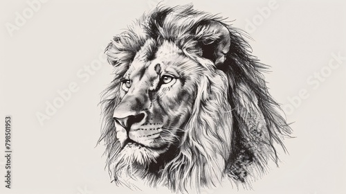 Hand-drawn engraving-style sketch of a wild cat's face. © ckybe