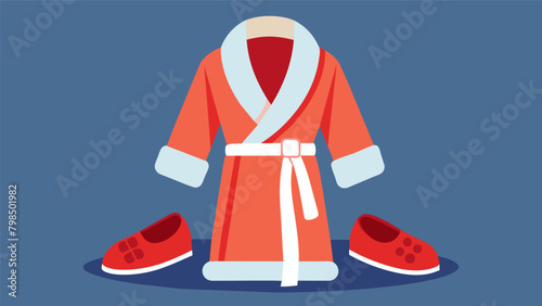 The ultimate in comfort and luxury a fleecelined bathrobe and matching slippers envelope you in warmth during cooler months..