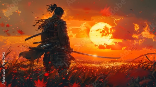Samurai Warrior at Sunset