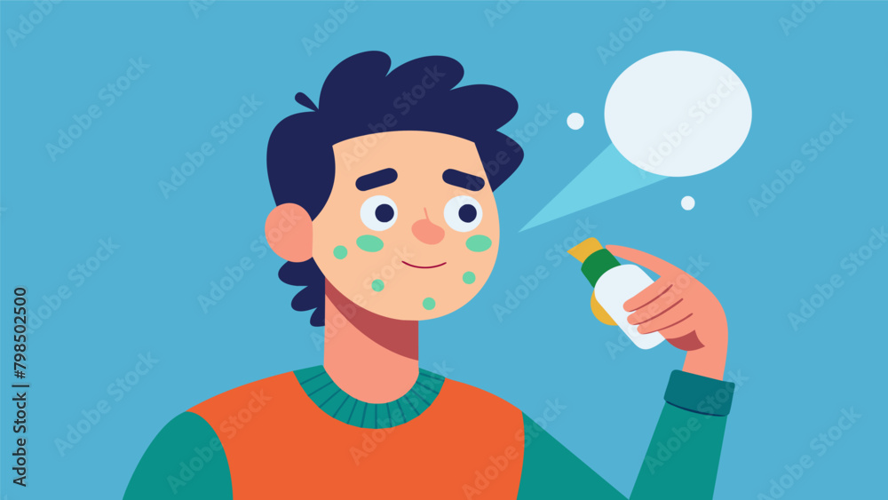 Then he uses a spot treatment to target any blemishes or acne that may have popped up.. Then he uses a spot treatment to target any blemishes or acne that may have popped up..