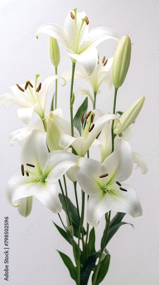 Obraz premium Elegant White Lilies: A Portrait of Grace and Beauty in Bloom