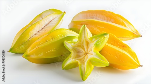 Yellow Star Fruit on White Background  yellow star fruit carambola or star apple   starfruit   on white background healthy star fruit food isolated ai generated 