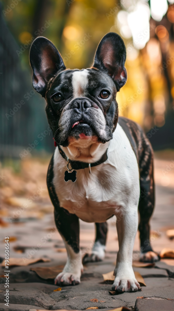 French Bulldog on Autumn Walk

