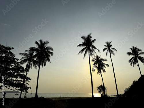 sunset on the beach Koh Mook , Trang Thailand photo