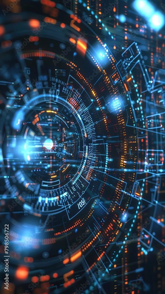 Obraz premium High tech digital barrier visualized as a firewall encircling sensitive data, providing ultimate cybersecurity