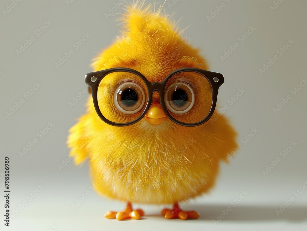 A little duck wearing glasses, yellow A little duck wearing glasses, yellow