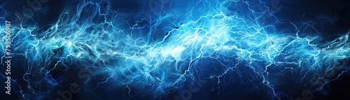 Artistic depiction of water illuminated by electric blue light, merging natural elements with vibrant technology photo
