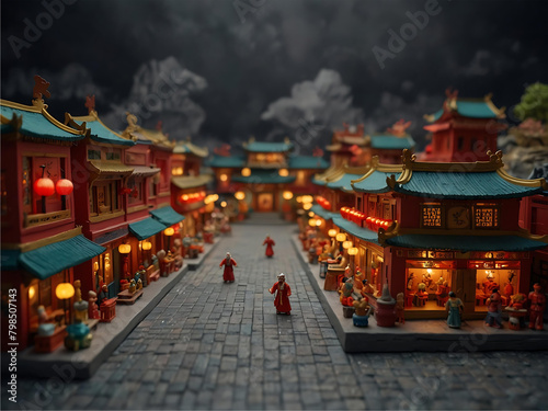 Mini toy landscape diorama of traditional Chinese house 3