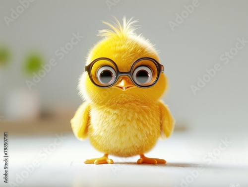 A little duck wearing glasses, yellow