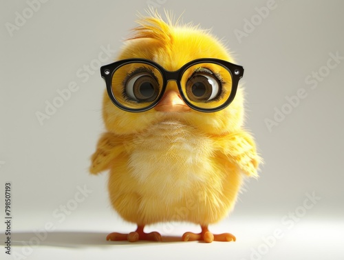 A little duck wearing glasses, yellow