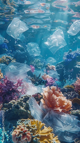 Plastic free ocean campaigns with underwater clean up operations  showcasing marine life