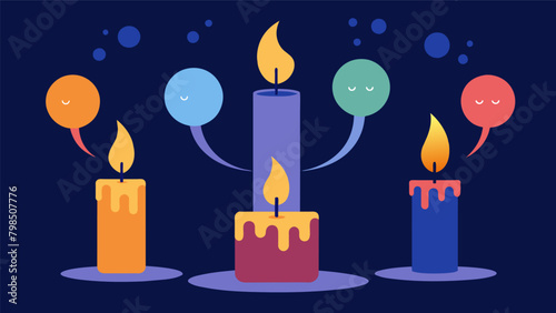 The flickering candles seemed to dance to the rhythm of their words creating a magical ambiance for their discussion.. Vector illustration