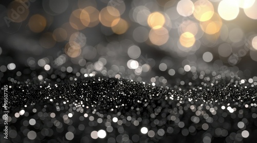 Abstract silver background with glitter and bokeh. 3d rendering. Abstract background. Silver tinsel background photo