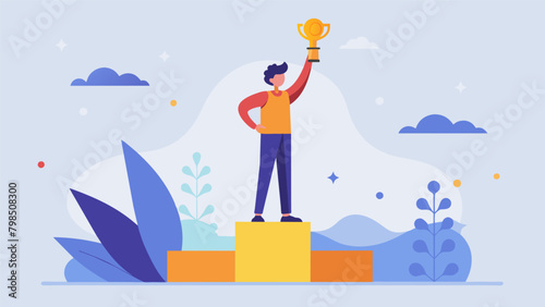 A person standing on a podium accepting an award shaped like a torch symbolizing the progress and enlightenment brought by their activism.. Vector illustration