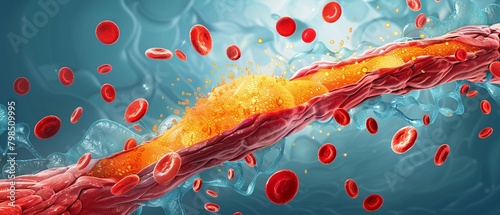 An infographic detailing how high cholesterol leads to artery blockage