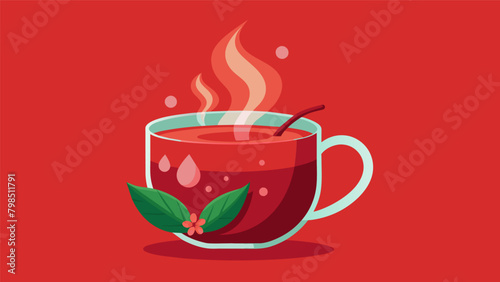 A steaming cup of aromatic red hibiscus tea steeped in tradition and honoring the sacrifices of ancestors to preserve their cultural heritage.. Vector illustration