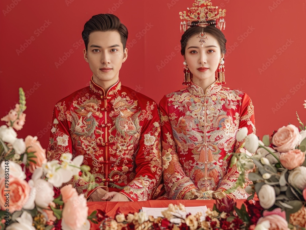 Naklejka premium Chinese style wedding photos