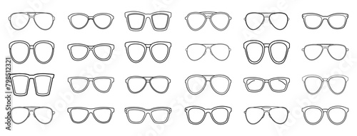 Glasses collection. Sunglasses set. Vector