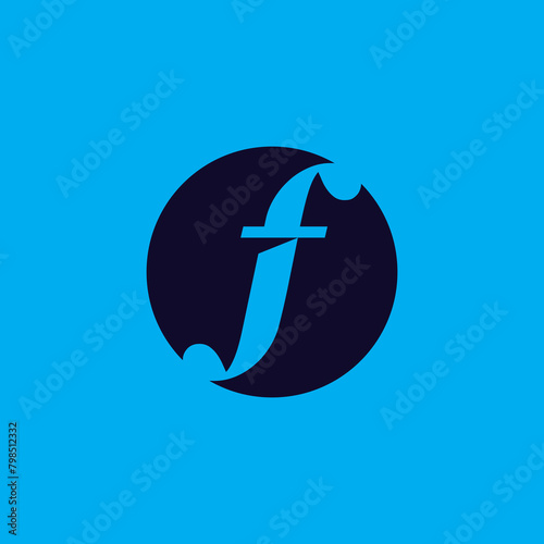 F logo design. Negative space logo design. Logo template.