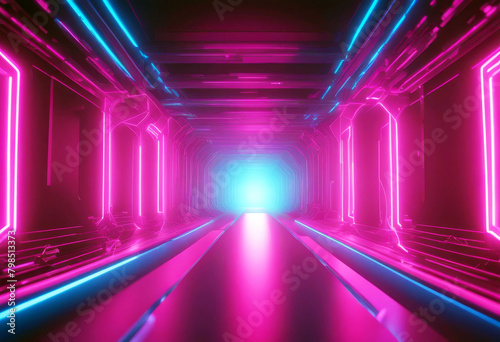  show laser colors vibrant spectrum blue pink arch portal square background abstract reality virtual lights neon tunnel lines glowing render 3d line glow light play game bright design 