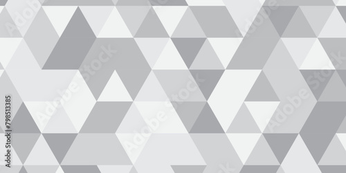 Abstract geometric White and gray background seamless mosaic and low polygon triangle texture wallpaper. Triangle shape retro wall grid pattern geometric ornament tile vector square element.