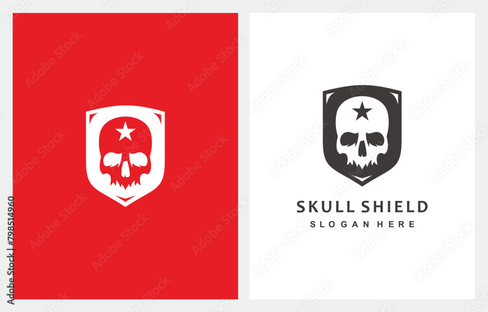Skull Bone Shield Skeleton logo design icon sign Skull Bone Shield Skeleton logo design icon sign