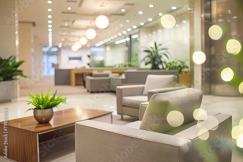 Modern Corporate Building Interior Design: Abstract Bokeh Light & Elegant Office Environments
