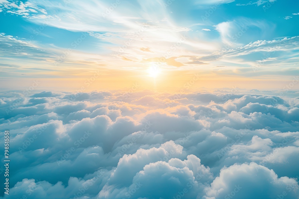 Daybreak Spectacular: Vibrant Sunlight above Morning's High White Clouds Daybreak Spectacular: Vibrant Sunlight above Morning's High White Clouds