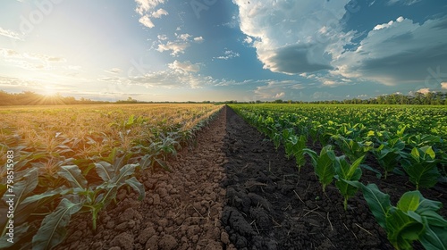 Genetically Modified Heat-Resistant Crops Thriving in Parched Field During Heatwave - Agriculture and Biotechnology Concept