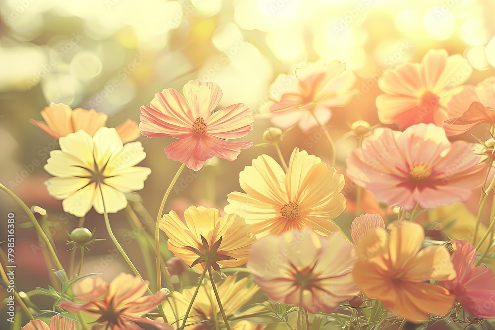 Flowers Nature Vintage: Spring Sun Bright Floral Field Design