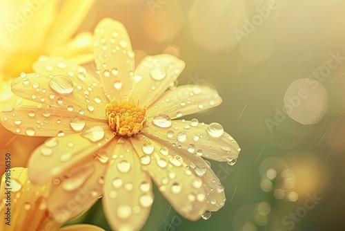 Flowers with Morning Dew  Vintage Background Closeup Toning Design