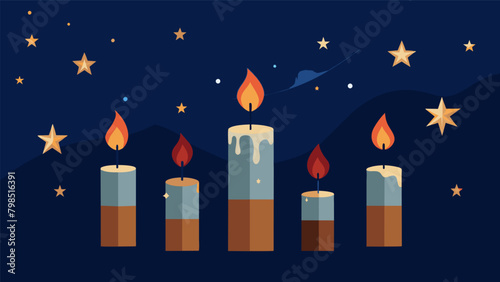 As the stars le in the night sky candles flicker in honor of the soldiers who made the ultimate sacrifice. The silence is broken only by the distant. Vector illustration
