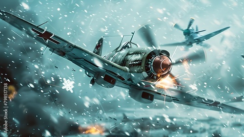 Aerial Dogfight Between BF and Russian Plane HighSpeed Combat in Winter War Aesthetics photo