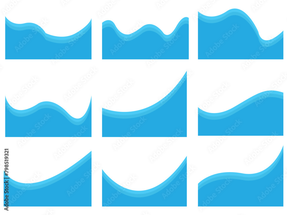 Set of abstract design separator header and border for website and app. Divider shapes top and bottom for web page. Different borders for website, banner, app, poster, background 