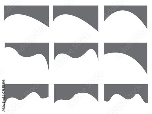 Border shape for website design. Vector banner header and separator. Background section and frame template. Abstract curve top headline. EPS 10.