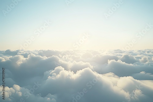 High White Nature: Panoramic Sunrise Sky with Serene Sunlit Clouds