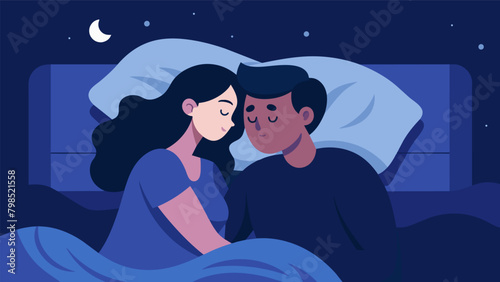 The silence of the night is broken by the sound of two lovers pouring their hearts out in a late night pillow talk finding comfort in vulnerability.. Vector illustration