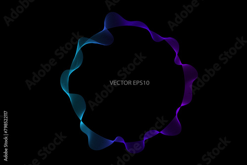 Vector in concept of AI technology, science, music.
circles lines wavy in round frame isolated