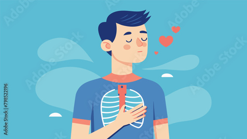 With a deep breath a young man prepares to have a quote tattooed onto his ribcage reminding him to always be true to himself. As the needle moves. Vector illustration