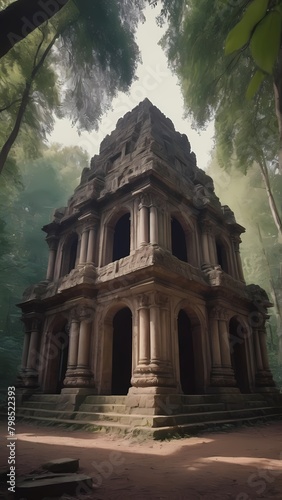 ruins of a temple in the forest. Generative AI, Generative, AI