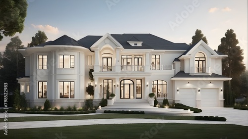 3D rendering of a brand-new, opulent house