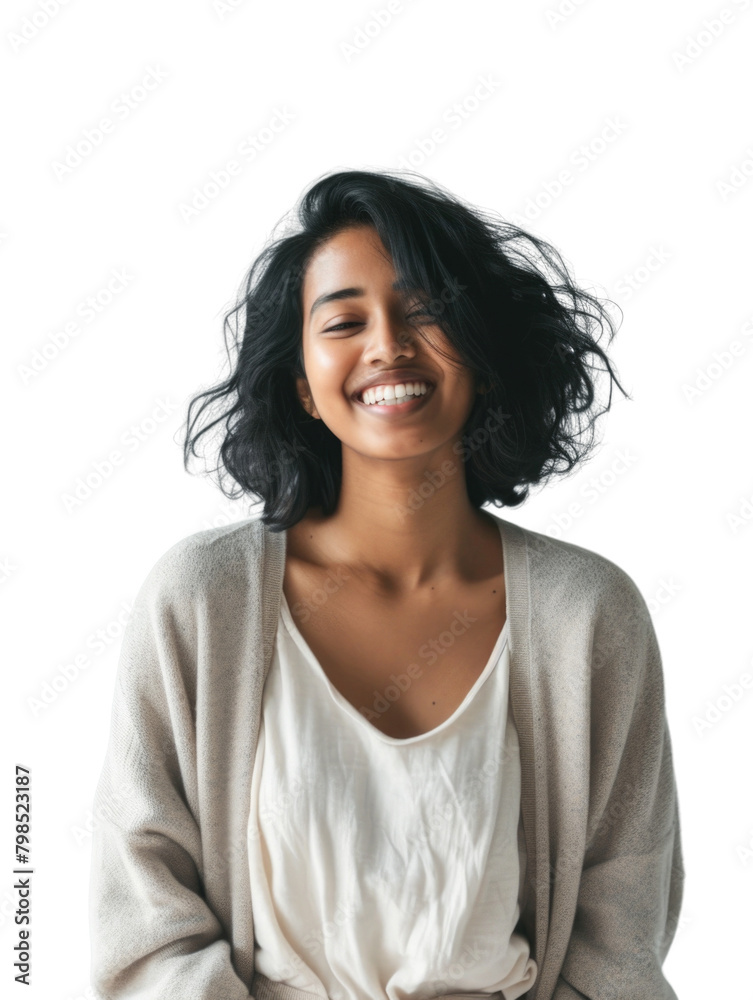 Causal style indian young lady woman  transparent background