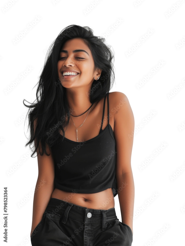 Causal style indian young lady woman transparent background Causal style indian young lady woman transparent background