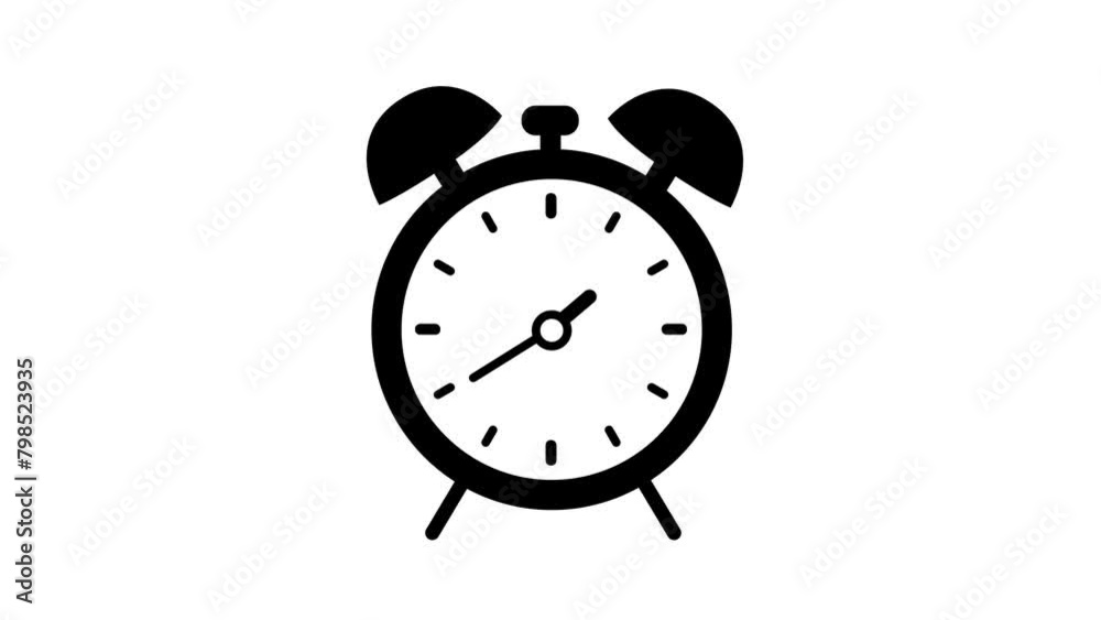 Animation of Clock Icon for time display Black White background Animation of Clock Icon for time display Black White background