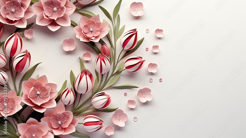Fototapeta premium beautiful pink flowers with pink background concept for happy women's day
