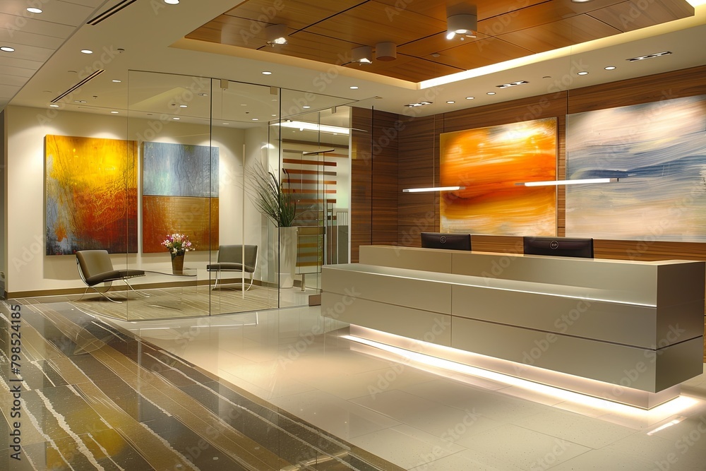 Innovative Lighting: Transforming Modern Office Design with Abstract Art and Clean Lines