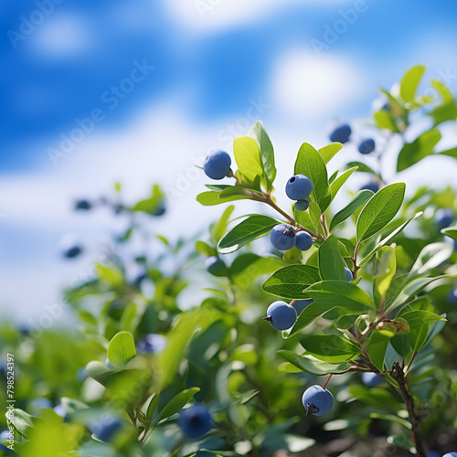 Blueberry plants moving in the wind stock photo