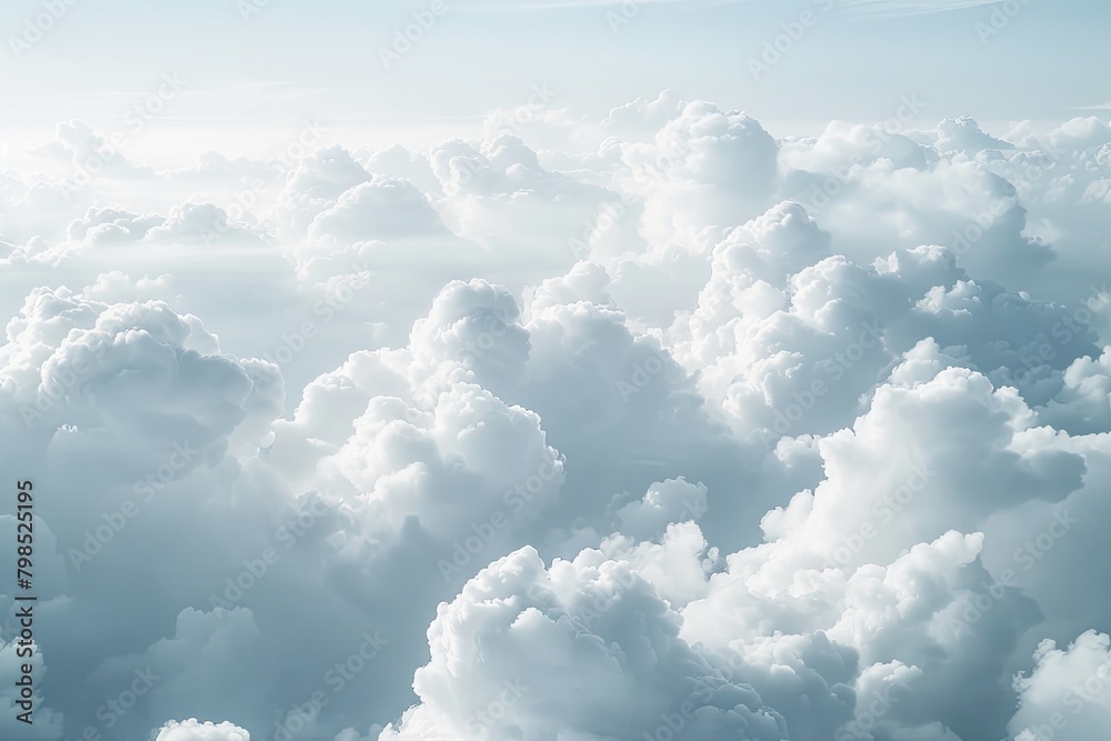 Tranquil White Cloudy View: Majestic Cloudscapes Seen from Above