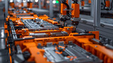 Precision Robotics and State-of-the-Art Machinery Operating on a High-Tech Electronic Component Assembly Line for Efficient Manufacturing and Engineering Production